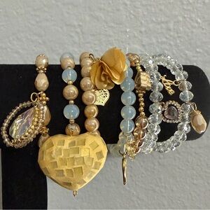Elegant Gold and Crystal Bracelet Set New